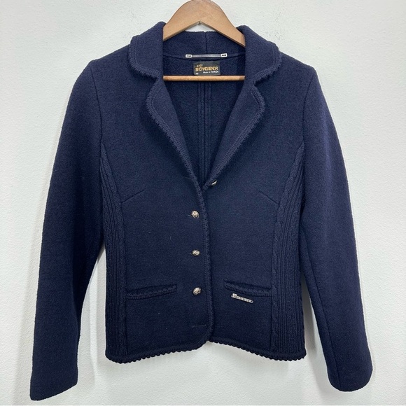 Sigi Scheiber Tyrol Austrian Boiled Wool Collared Sweater Blazer Women's Size S - Picture 1 of 9